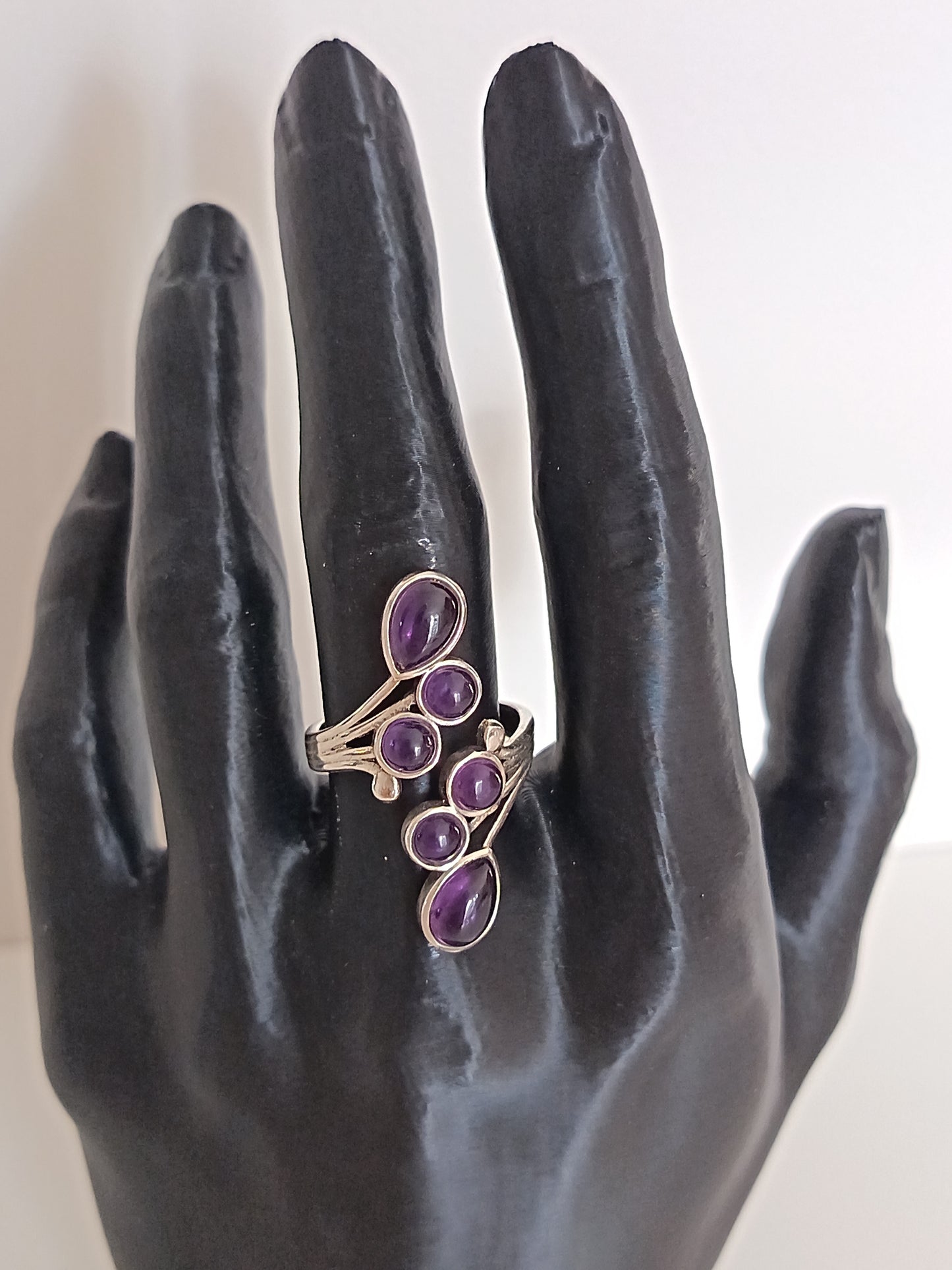 Bague Fleur Améthyste - Argent 925 Réglable