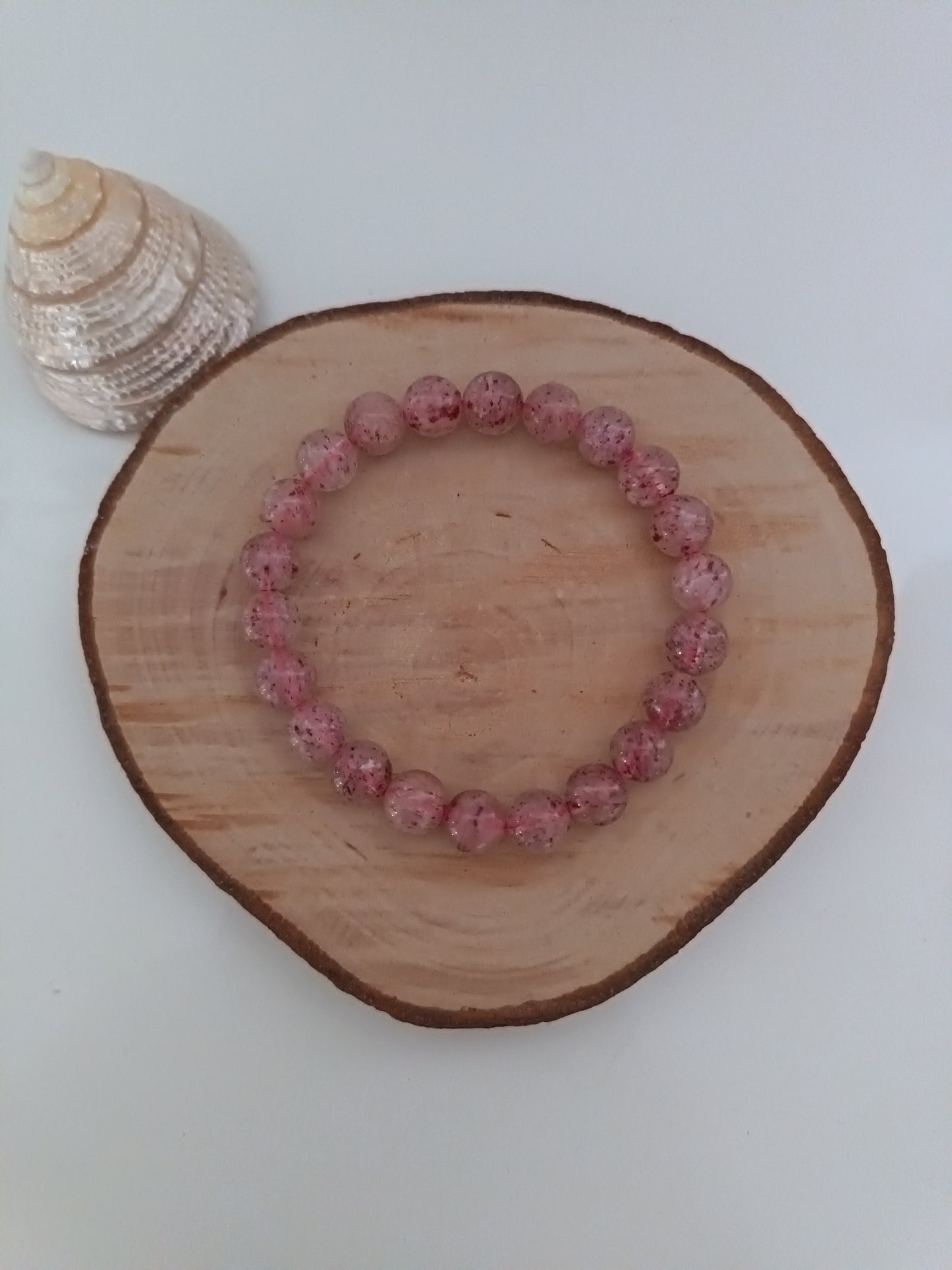 Bracelet Quartz Fraise (Hématoïde) - Boules 08 mm