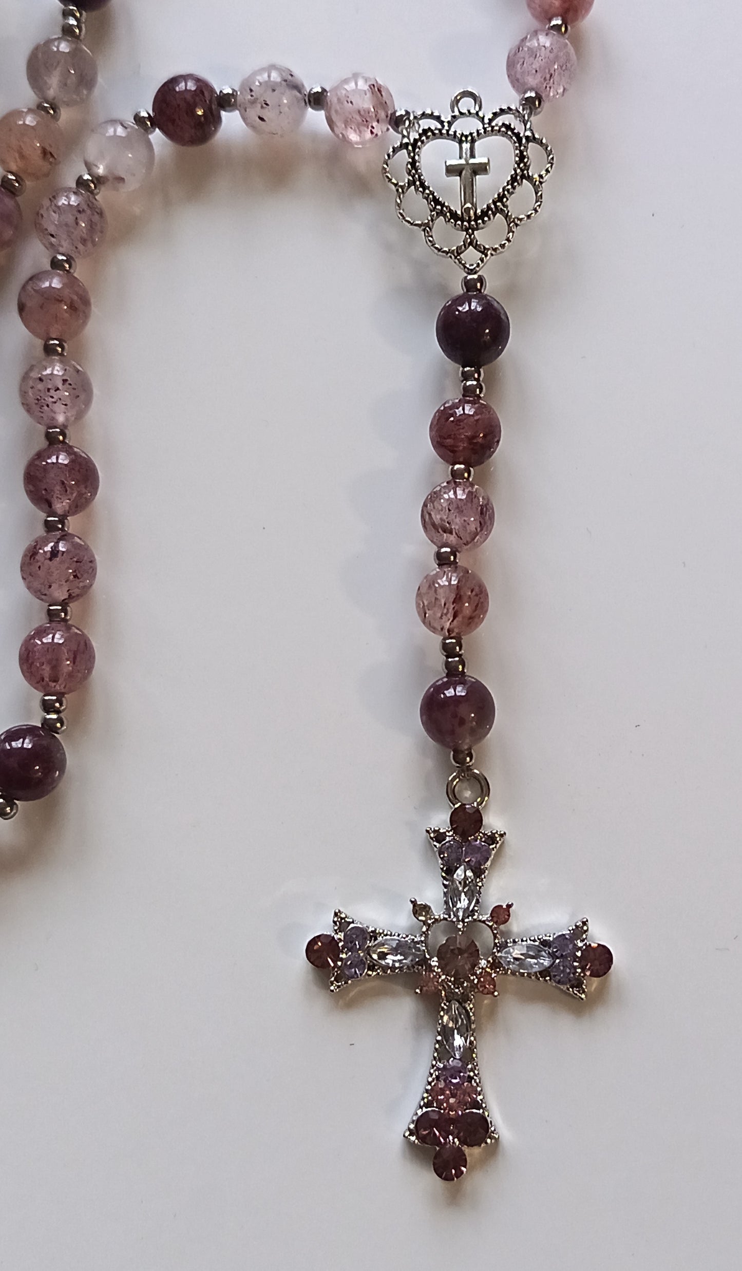 Chapelet Quartz Fraise & Tourmaline Rose
