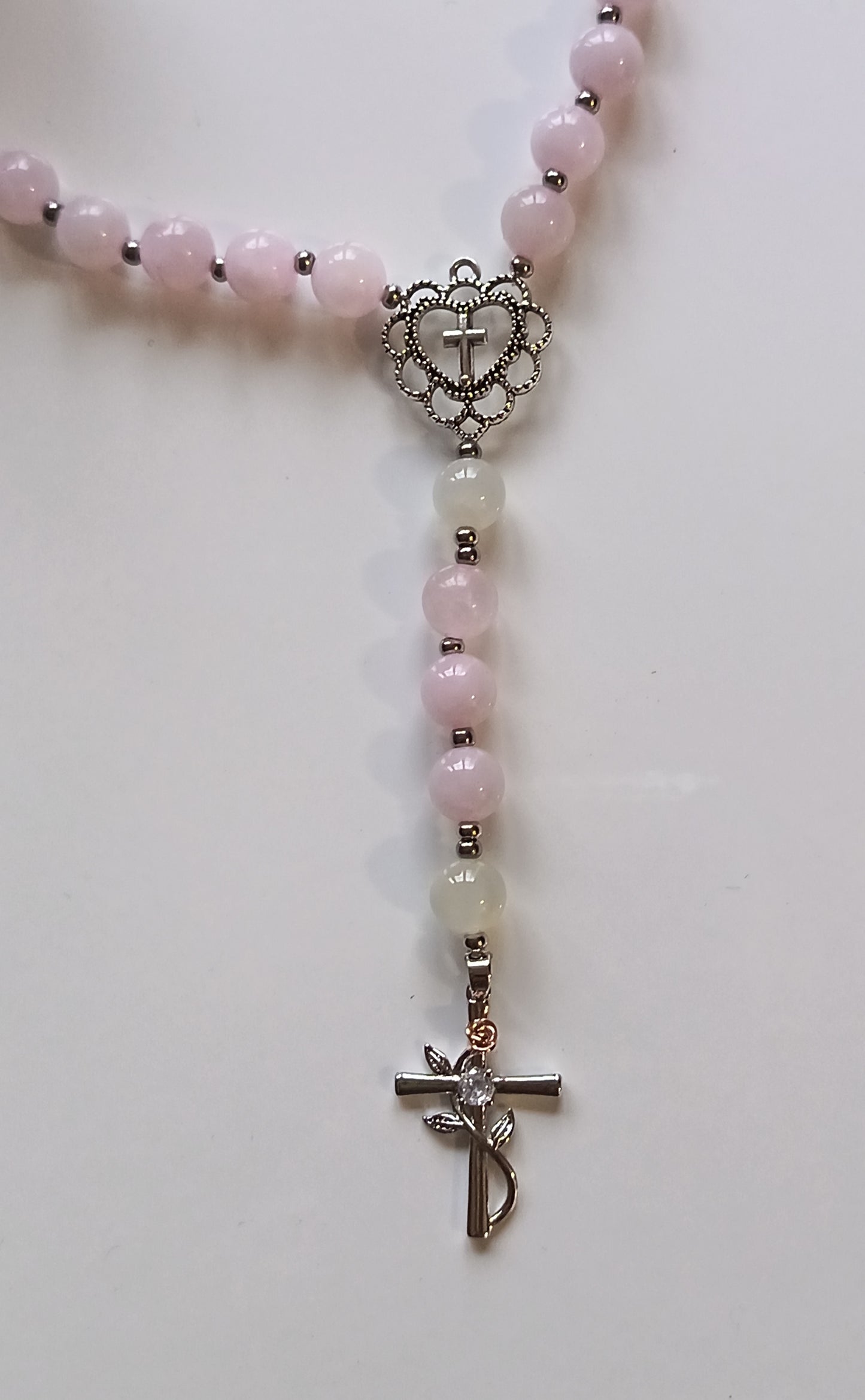 Chapelet Quartz Rose & Pierre de lune