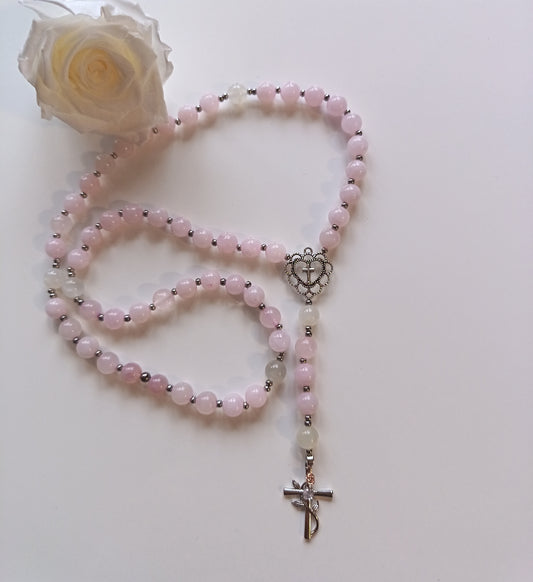 Chapelet Quartz Rose & Pierre de lune