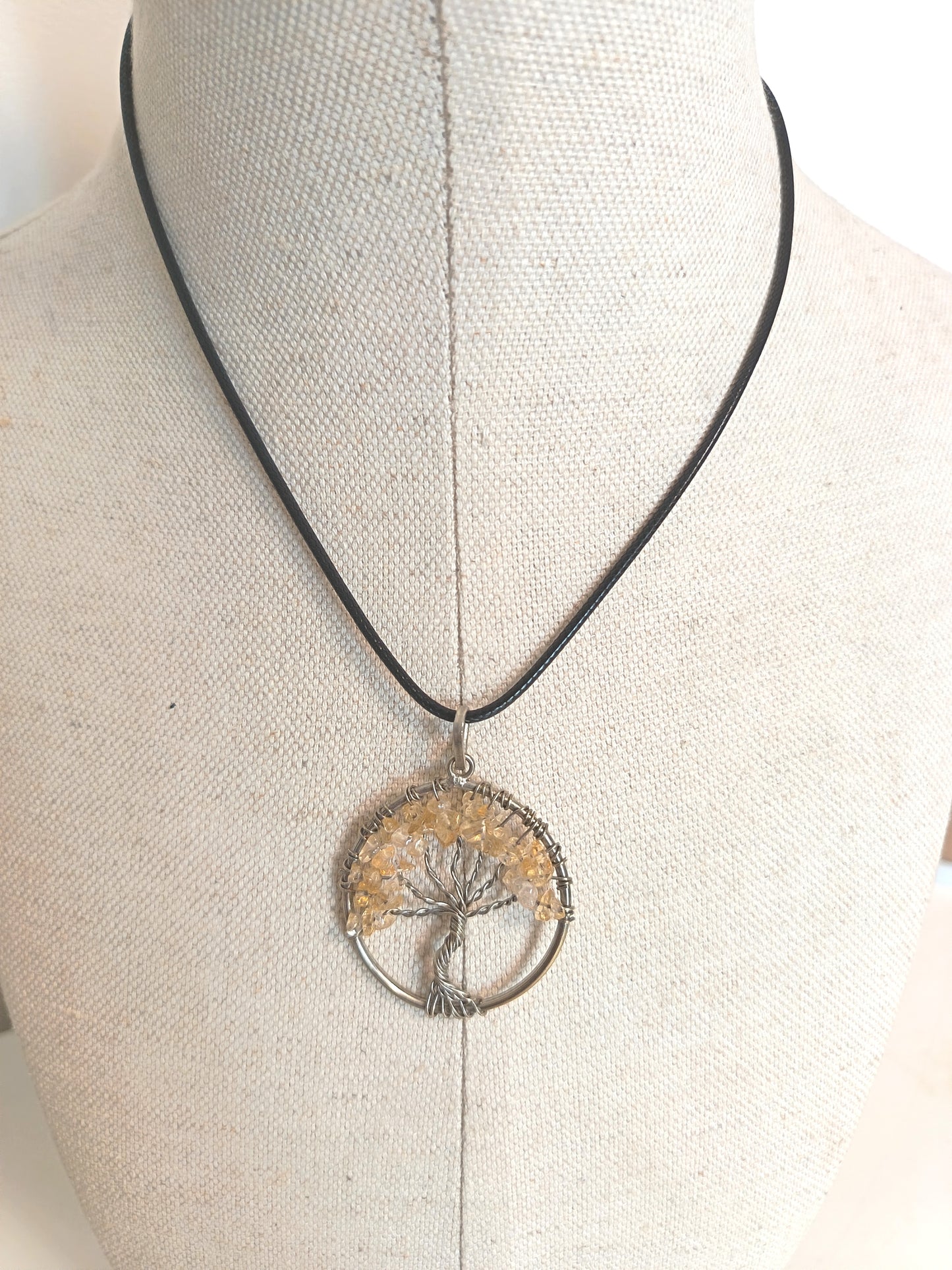 Pendentif Arbre de Vie - Citrine Chauffée