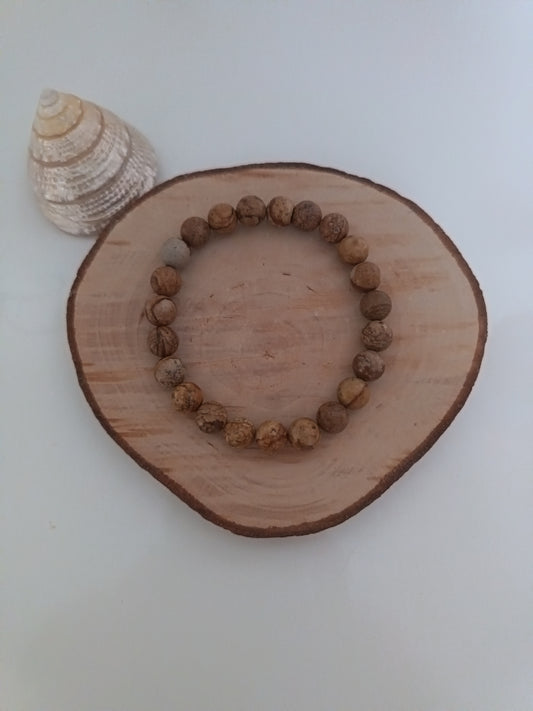Bracelet Jaspe Paysage - Boules 08 mm