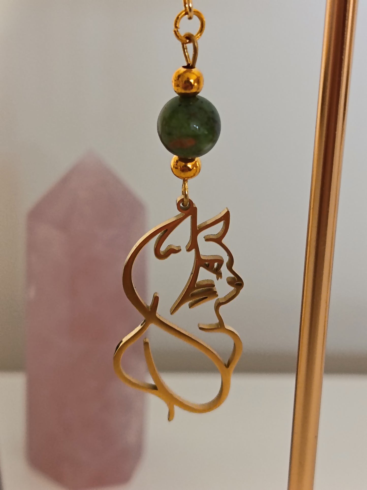 Boucles d'oreilles chats - Opale Verte Fossilisée