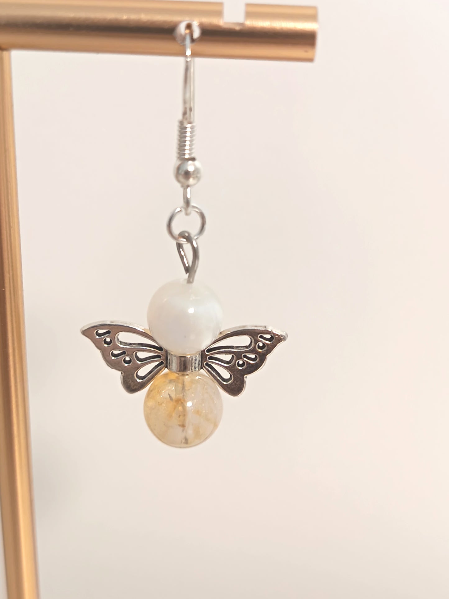 Boucles d'oreilles - Papillons - Nacre & citrine