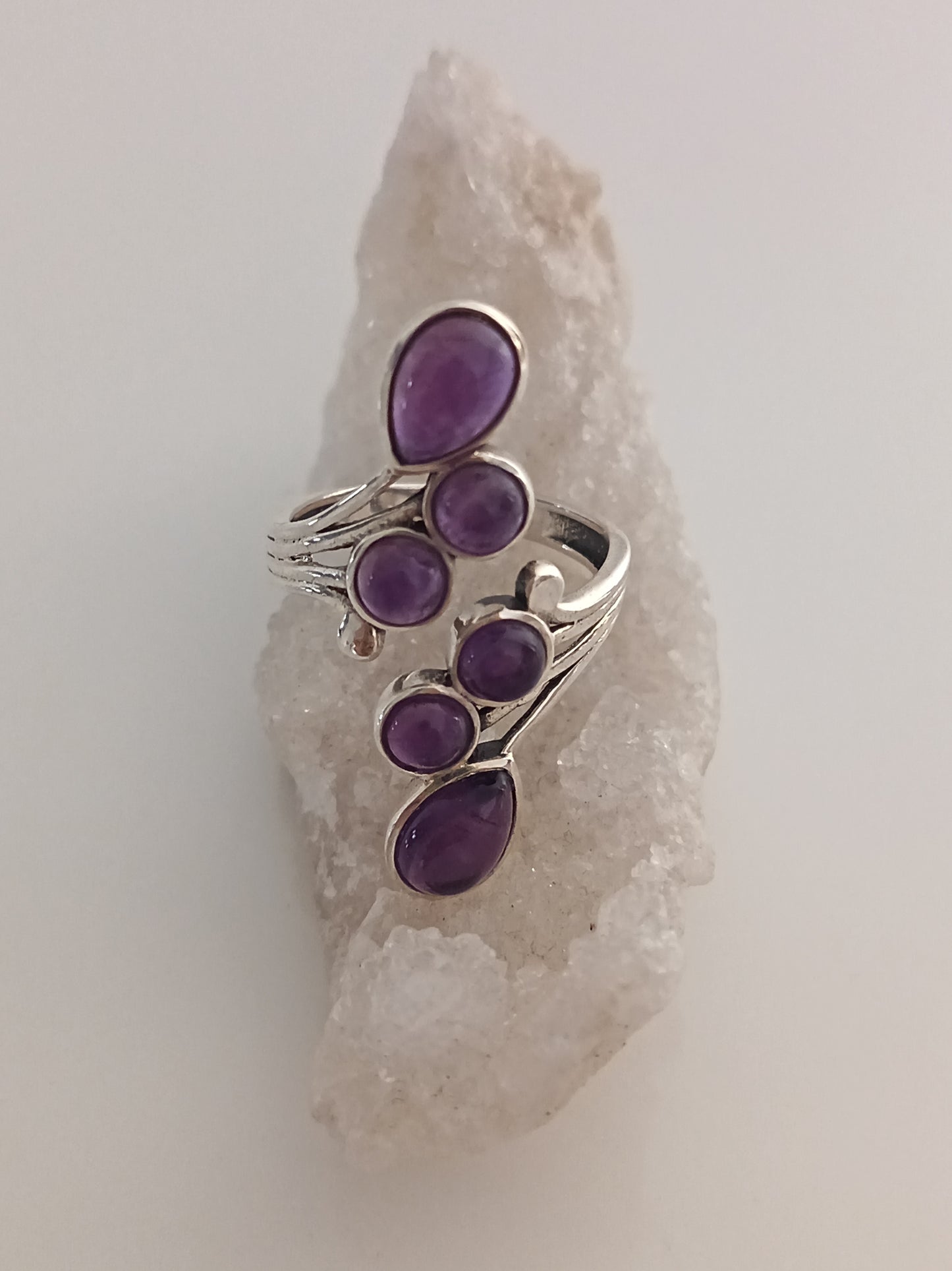 Bague Fleur Améthyste - Argent 925 Réglable